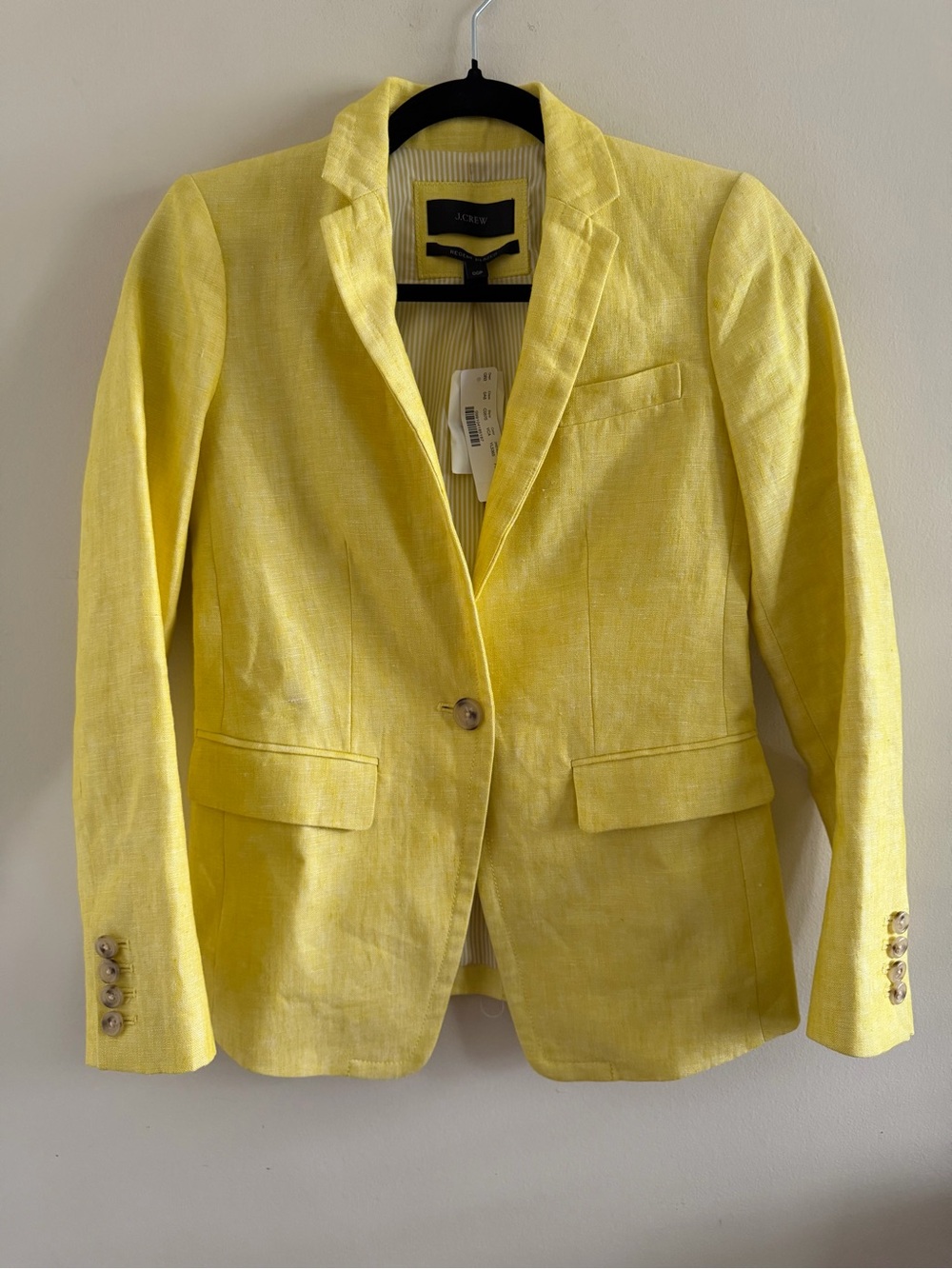 New! J. Crew Bright Yellow Linen Blazer